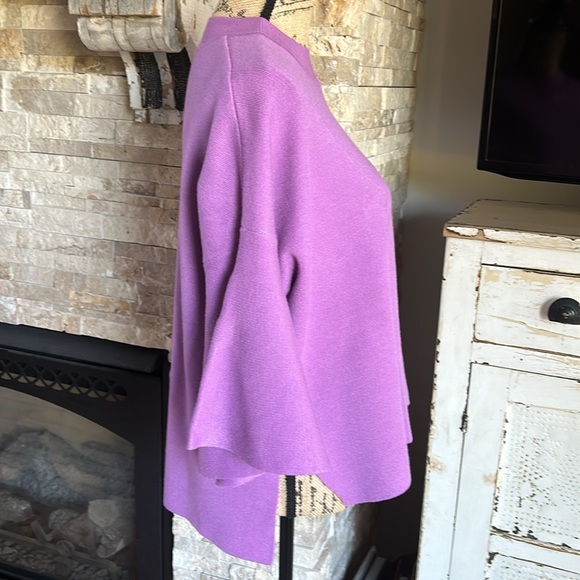 Zenana lavender mock neck bell sleeve sweater side slits slight hi-lo - Picture 7 of 16